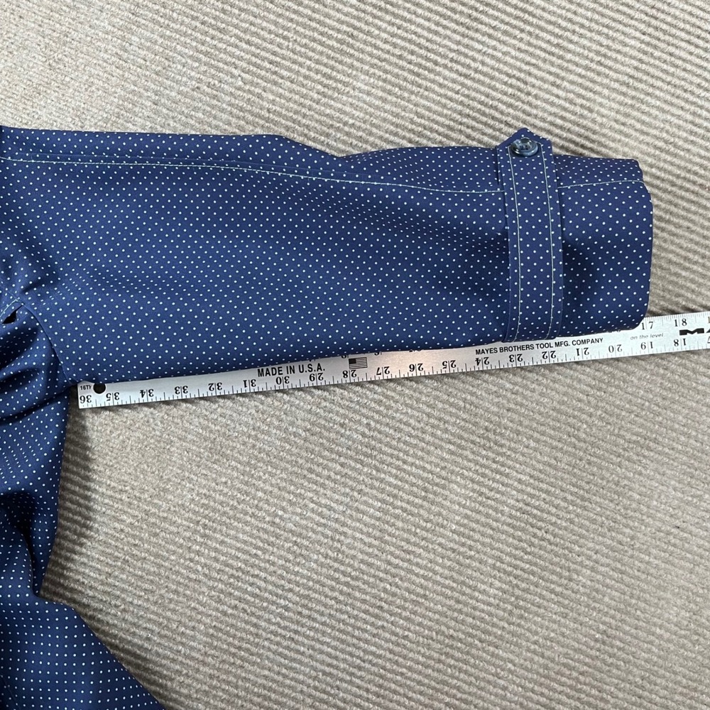 Vintage La Sport Navy Blue Polka Dot Trench Coat Belted Longline Jacket Size 14 - Picture 12 of 16